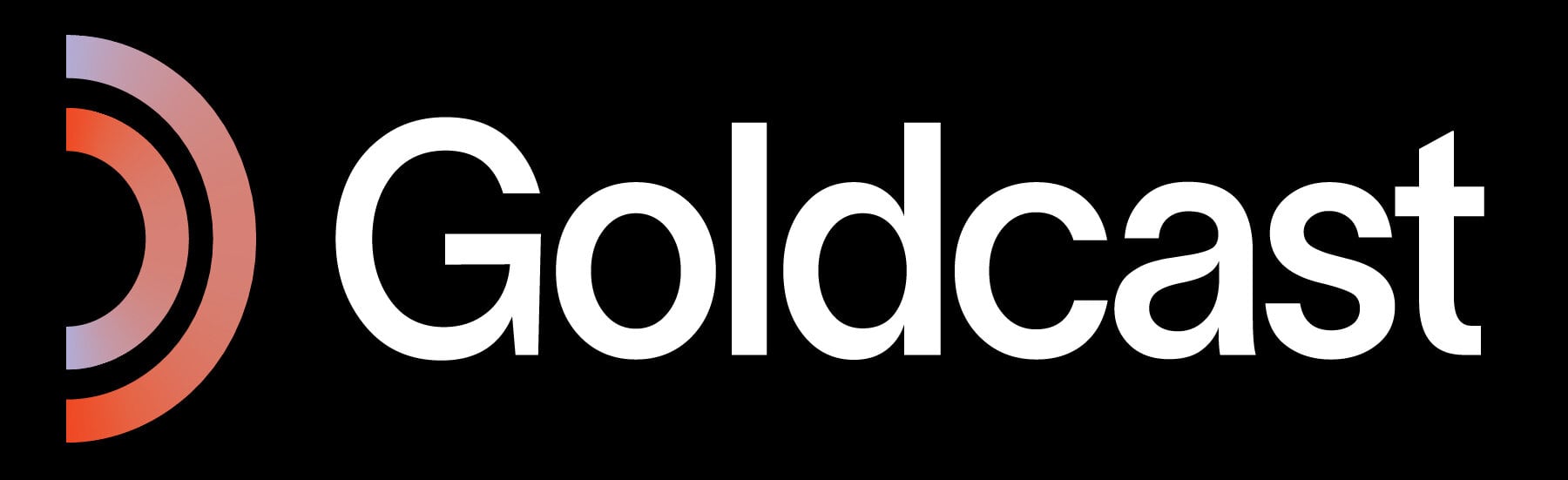 The goldcast logo on a black background.