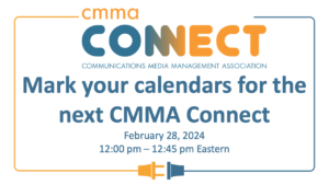 The logo for the next cma connect.