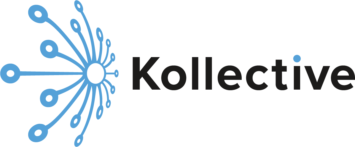 Kollective logo featuring blue network nodes connected to a central point next to the word "Kollective" in black text.