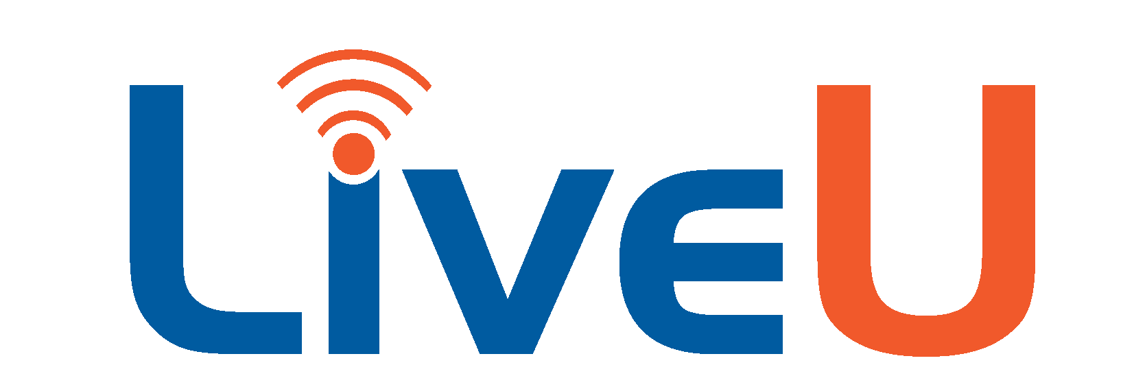 Logo of LiveU with blue and orange text, and a signal wave icon integrated into the letter "i".